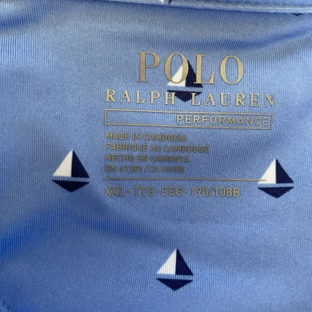 Polo Ralph Lauren Shirt Men's 2XL Blue Sailboat Performance Golf Stretch Polo